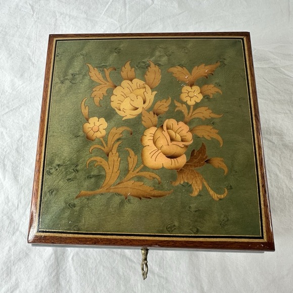 Vintage Swiss Reuge Musical Music Wood Inlay Box Fur Elise Made In Italy W/Key - Picture 4 of 16